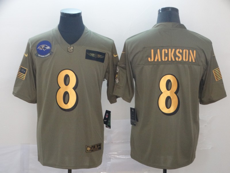 Men's Baltimore Ravens Lamar Jackson #8 Brown Alternate Jersey